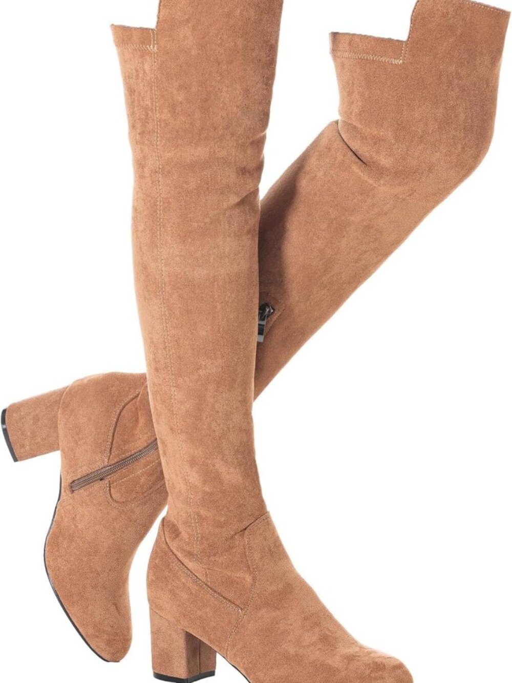 Chic Over the Knee Suede Boots - Black Thigh High, Chunky Block Heel, Winter